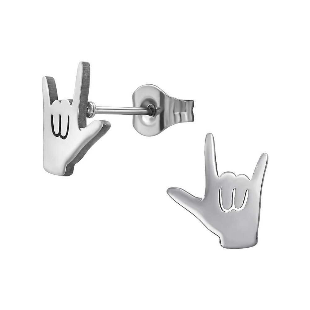 Stainless Steel Rock Hand Earrings - Edgy Music Lover Gift